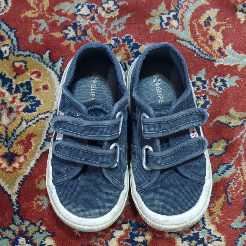 Superga Kids Navy Canvas Velcro Sneakers Size 27
